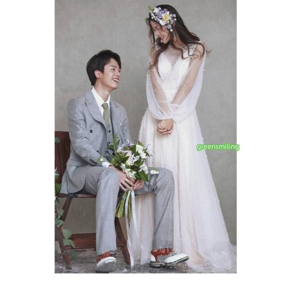 ウェディングドレス 花嫁 長袖 シンプル 白ドレス Vネック ワンピース 花嫁 結婚式 二次会 披露宴 前撮り 後撮り 撮影用_3