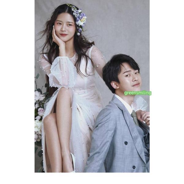 ウェディングドレス 花嫁 長袖 シンプル 白ドレス Vネック ワンピース 花嫁 結婚式 二次会 披露宴 前撮り 後撮り 撮影用_4