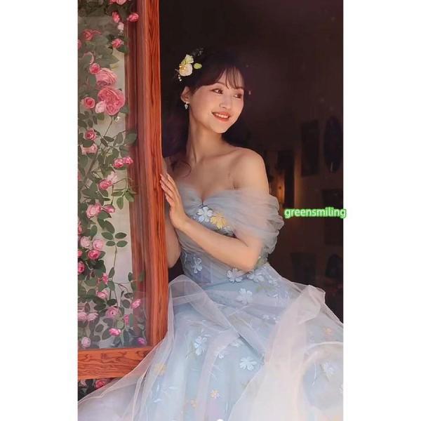 ドレス 大人 ピアノ 発表会 ロングドレス オフショルダー 演奏会 結婚式 母親 演奏会用ドレス_1