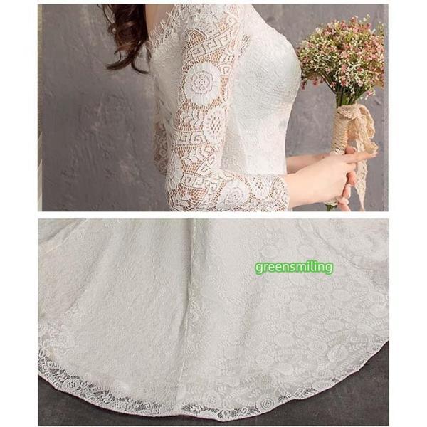 フラダンス　ホワイトロングドレス レース刺繍付き ウェディングドレス フィッシュテール 花嫁 ロングドレス 結婚式