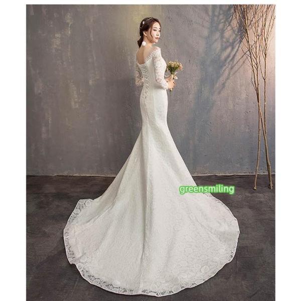 ウェディングドレス フィッシュテール 花嫁 ロングドレス 結婚式