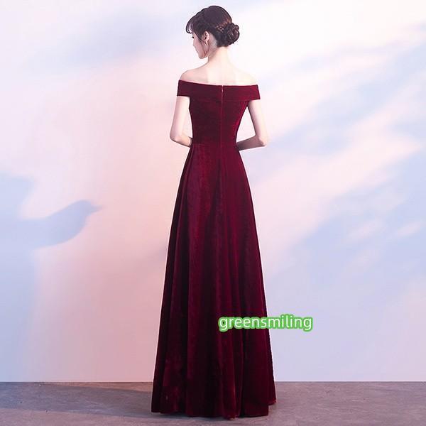 オフショルダー ロングドレス 肩出し ベルベット 背中開き 大きい