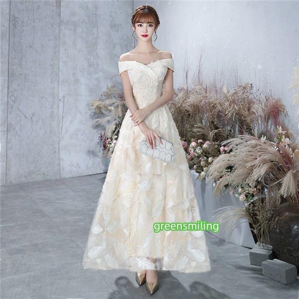 パーティードレス 結婚式 オフショルダー フィッシュテール ロング