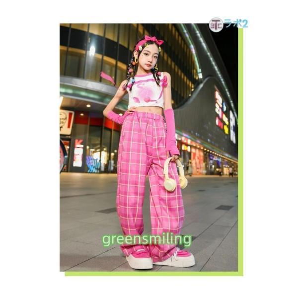 ピンク パンツ へそ出し 子供服 キッズ ダンス衣装 セットアップ チア