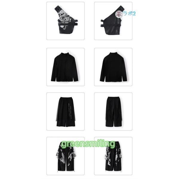 中華風 キッズダンス衣装 黒 ヒップホップ ベスト 龍 トップス 長袖 白 黒 ズボン ロングパンツ 竜 子供 男の子 女の子 派手 おしゃれ 発表会 衣装 ジュニア 舞_7