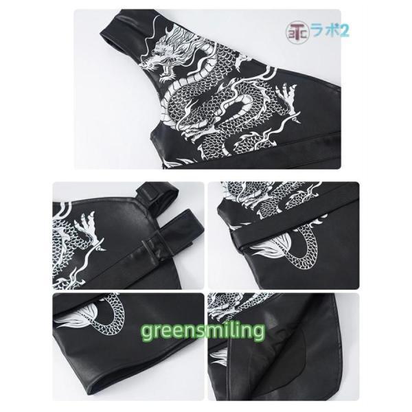 中華風 キッズダンス衣装 黒 ヒップホップ ベスト 龍 トップス 長袖 白 黒 ズボン ロングパンツ 竜 子供 男の子 女の子 派手 おしゃれ 発表会 衣装 ジュニア 舞_8