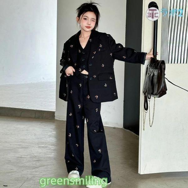 ベスト ダンス スーツ キッズ ダンス衣装 韓国 ダンス衣装 パンツスーツ 子供服 ヒップホップ セットアップ 黒スーツ グレー ダンス 韓国 衣装 ジャケット パン_10