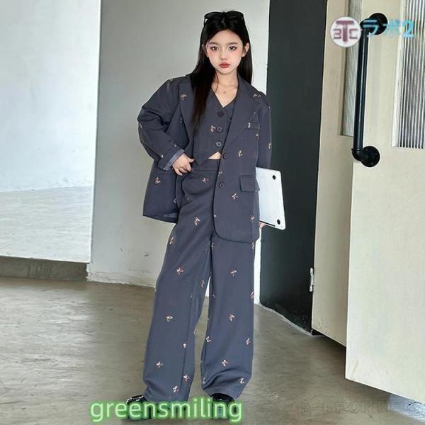 ベスト ダンス スーツ キッズ ダンス衣装 韓国 ダンス衣装 パンツスーツ 子供服 ヒップホップ セットアップ 黒スーツ グレー ダンス 韓国 衣装 ジャケット パン_2