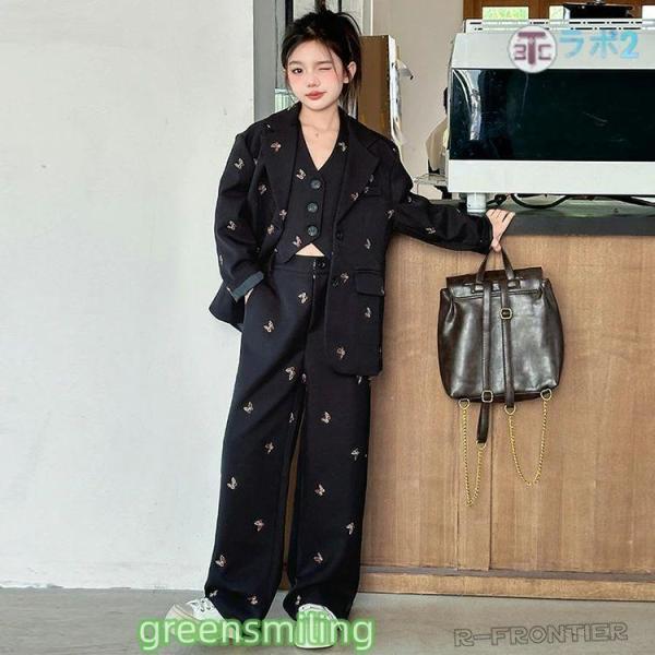 ベスト ダンス スーツ キッズ ダンス衣装 韓国 ダンス衣装 パンツスーツ 子供服 ヒップホップ セットアップ 黒スーツ グレー ダンス 韓国 衣装 ジャケット パン_7