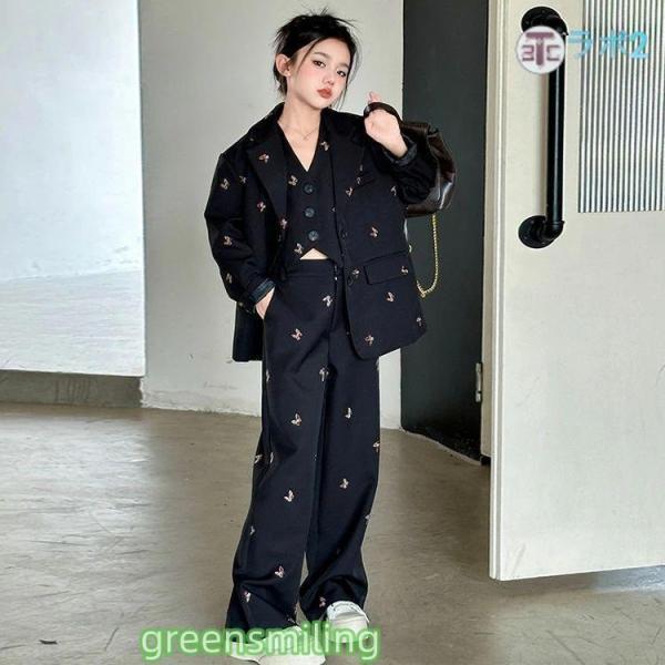ベスト ダンス スーツ キッズ ダンス衣装 韓国 ダンス衣装 パンツスーツ 子供服 ヒップホップ セットアップ 黒スーツ グレー ダンス 韓国 衣装 ジャケット パン_9