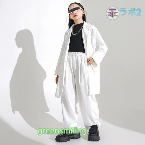 ネイビー ホワイト グレー キッズ ダンス衣装 セットアップ ブレザー