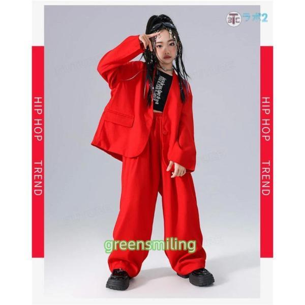 赤スーツ 子供スーツ キッズダンス衣装 セットアップ ヒップホップ