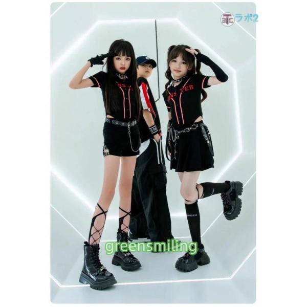 黒 キッズ ダンス衣装 セットアップ k-pop 衣装 シャツ パンツ