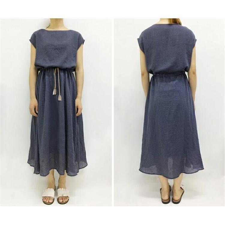 ワンピース Aライン レディース 半袖 ロング丈 Vネック カシュクール