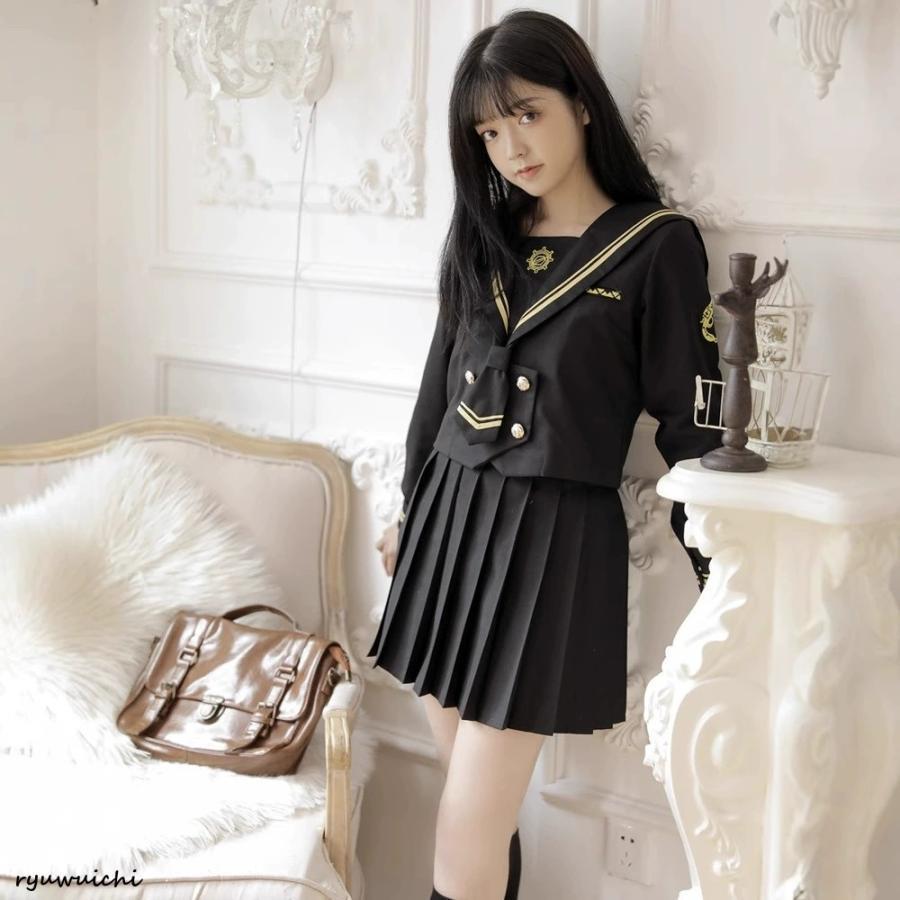 セーラー服 半袖 黒 女子制服 単品/セット 学生服 高品質 女子高校生