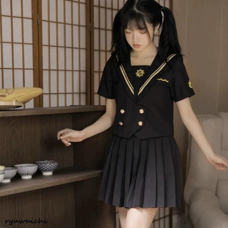 セーラー服 半袖 黒 セーラー服 半袖 黒 女子制服 単品/セット 学生服 高品質 女子高校生