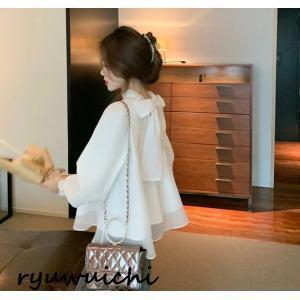 ふんわり バックリボン シフォン ブラウス レディース トップス 