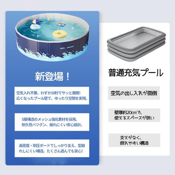 子供用プール 家庭用プール 空気入れ不要 プール 折りたたみ式 組立不要 円形 120*48cm 収納便利 高品質PVC素材 広い排水口 水遊び 幼児 キッズ 暑さ対策 庭_7