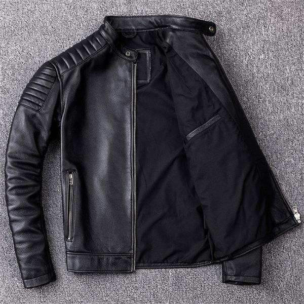 ライダース ジャケット 牛革 メンズ 本革 スジャケット 中綿入れ