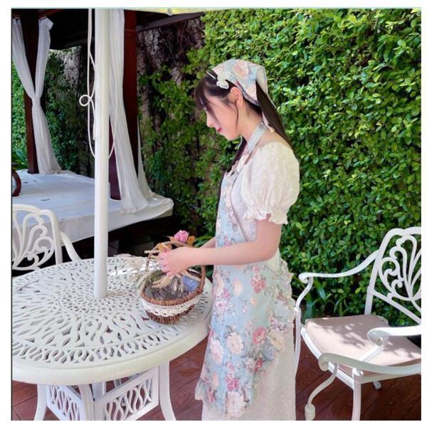 エプロン レディース キッチン 花柄 北欧風 ドレス 可愛い シンプル