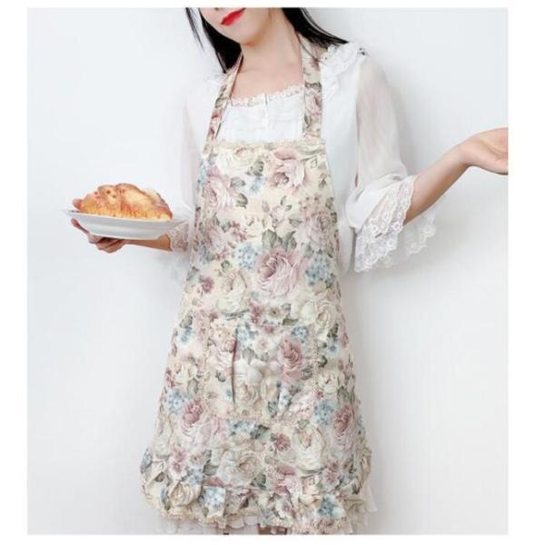 エプロン レディース キッチン 花柄 北欧風 ドレス 可愛い シンプル