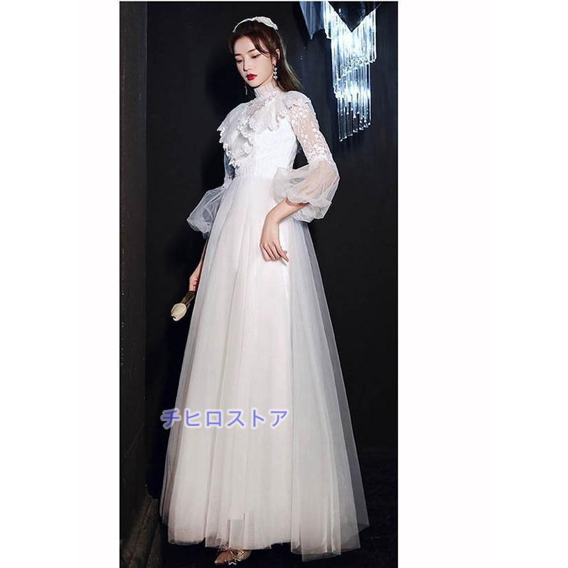 パーティードレス ウェディングドレス シースルードレス 総レース V