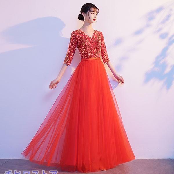 ドレス 大人 ピアノ 発表会 ロングドレス 演奏会 結婚式 母親 ワンピース 五分袖 パーティードレス イブニングドレス フォーマル |  | 14