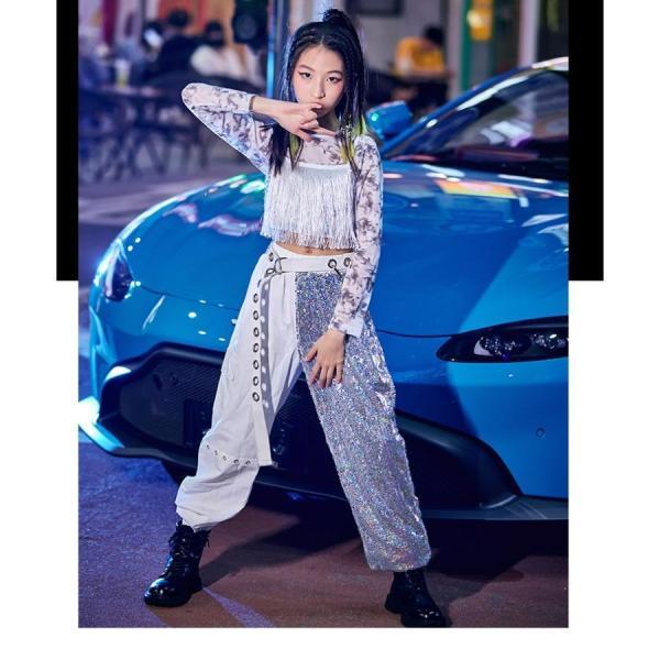 スパンコール ダンス衣装 キッズ セットアップ ガールズ ヒップホップ