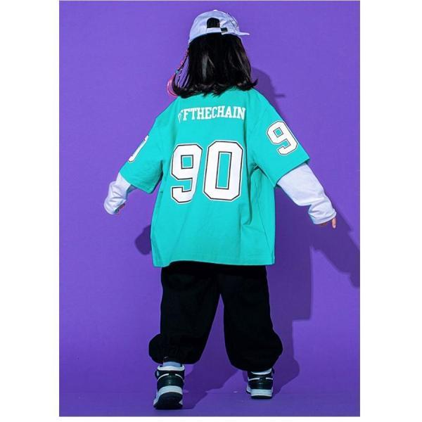 ベースボールシャツ ダンス衣装 キッズ ヒップホップ ファッション セットアップ キッズダンス衣装 派手 シャツ ズボン 赤 水色 黒の画像