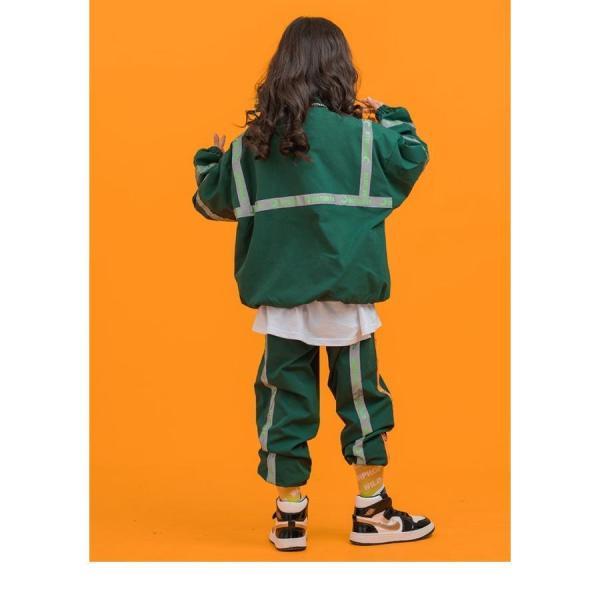 ウィンドブレーカー キッズ ダンス衣装 上下 ジャージ ヒップホップ ファッション 緑の画像