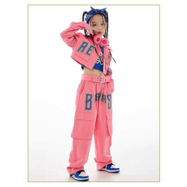 キッズダンス衣装 セットアップ ガールズ ヒップホップ 衣装 ピンク