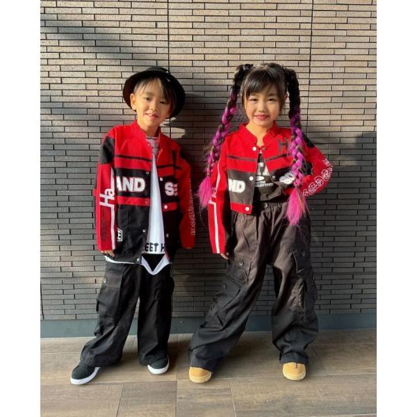 キッズダンス衣装 セットアップ 赤 黒 ヒップホップ 衣装 ダンス衣装