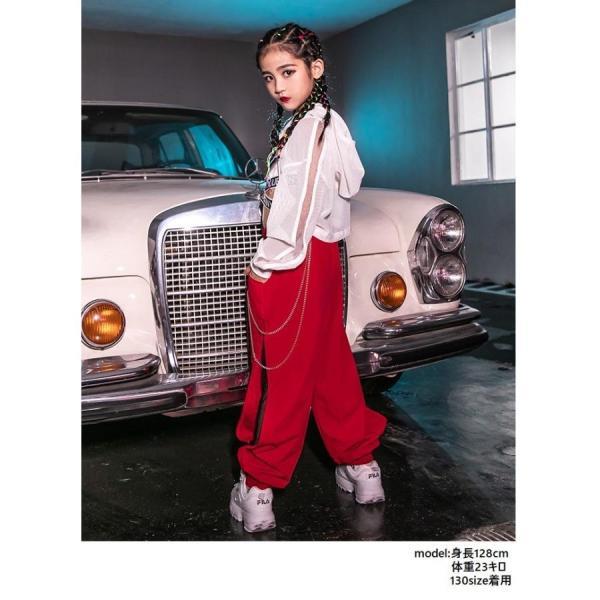 キッズ ヒップホップ ファッション ダンス衣装 派手 K-POP 韓国 セットアップ 白 赤