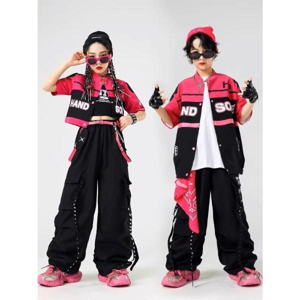 キッズダンス衣装 ジャケット ブルゾン 赤 白 ピンク 黒 レーサー