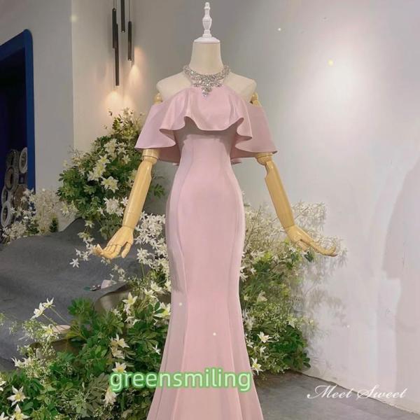 カラードレス ピンク ワインレッド ブラック ロングドレス 結婚式 二次会 発表会 演奏会 ウェディングドレス ウエディングドレス 花嫁 前撮り マーメイドドレス