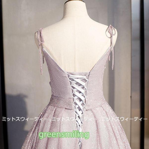 カラードレス ピンク シルバー ロングドレス 演奏会用ドレス Aライン 発表会 パーティドレス  二次会 舞台衣装 ステージドレス キャミソール 卒業式 コンサートの画像