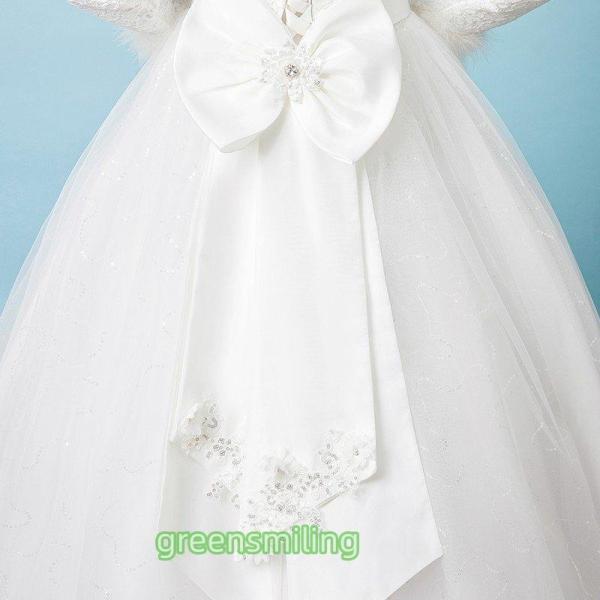 ウェディングドレス 長袖 安い 花嫁 プリンセスラインドレス  結婚式 白 ウエディングドレス ブライダル ドレス 披露宴 二次会 パーティードレス サッシュリボンの画像