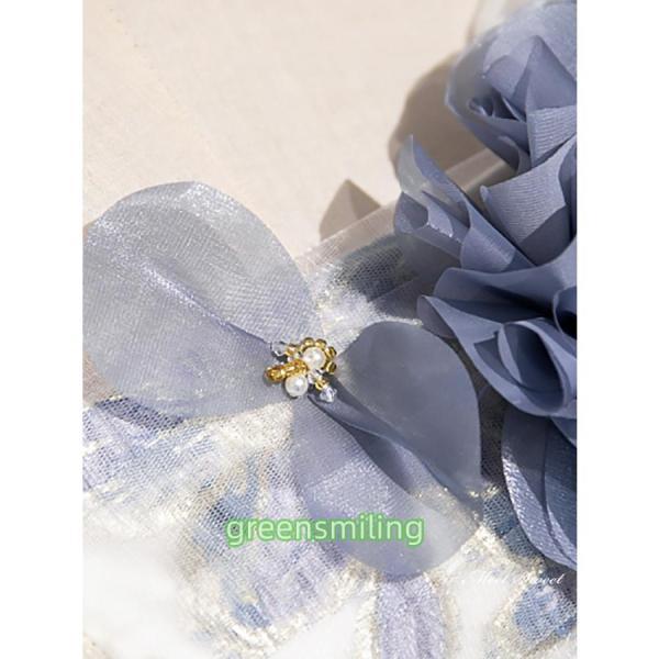 カラードレス 2Way ロングドレス パーティードレス イー 花柄 青 ウェディングドレス ウエディングドレス 結婚式 二次会 花嫁 前撮り 演奏会 発表会_3