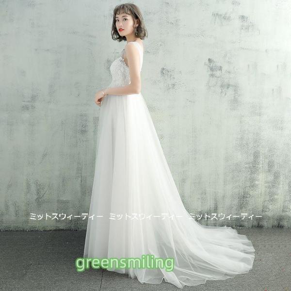 ウェディングドレス ウエディングドレス マタニティ エンパイアドレス 花嫁 二次会 結婚式 前撮り 披露宴 床付き トレーン ホワイト 大きいサイズ セミオーダー_2