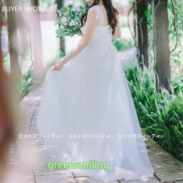 ウェディングドレス ウエディングドレス マタニティ エンパイアドレス 花嫁 二次会 結婚式 前撮り 披露宴 床付き トレーン ホワイト 大きいサイズ セミオーダー_9