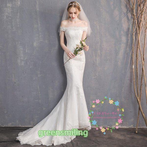 ウエディングドレス 安い 花嫁 結婚式 白 マーメイドラインドレス レース　衣装　二次会 ロング パーティードレス 披露宴 調節 大きいサイズ セミオーダー_1