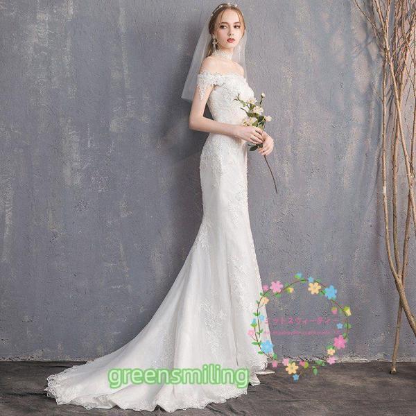ウエディングドレス 安い 花嫁 結婚式 白 マーメイドラインドレス レース　衣装　二次会 ロング パーティードレス 披露宴 調節 大きいサイズ セミオーダー_3