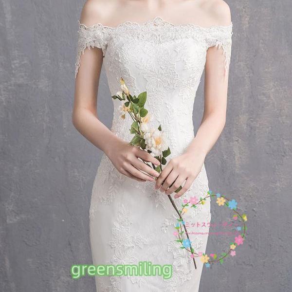 ウエディングドレス 安い 花嫁 結婚式 白 マーメイドラインドレス レース　衣装　二次会 ロング パーティードレス 披露宴 調節 大きいサイズ セミオーダー_5