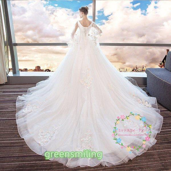 マタニティ ウェディングドレス エンパイア  花嫁 安い 白 シンプル 結婚式 袖あり ロングドレス 披露宴 二次会 パーティードレス 大きいサイズ wedding dressの画像