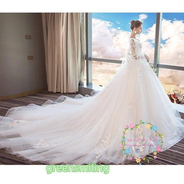 マタニティ ウェディングドレス エンパイア  花嫁 安い 白 シンプル 結婚式 袖あり ロングドレス 披露宴 二次会 パーティードレス 大きいサイズ wedding dressの画像