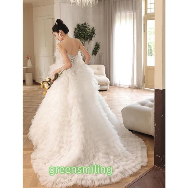 ウェディングドレス ロングドレス プリンセスラインドレス フリル Aラインドレス ベアトップ 二次会 結婚式 前撮り 花嫁 ウエディングドレス ブライダル_1