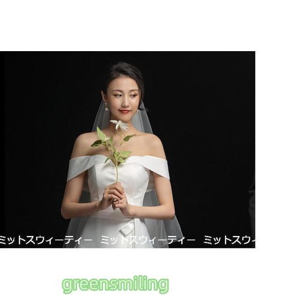 ウェディングドレス ロングドレス Aラインドレス オフショルダー 結婚式 ウエディングドレス 二次会 花嫁 前撮り サテン シンプル リゾートドレス ワンピースの画像