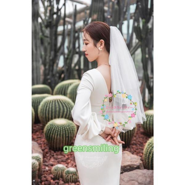 ウェディングドレス ウエディングドレス ロング丈 結婚式 ドレス お呼ばれ 長袖 秋冬 ２０２０新作 シンプル 着痩せ シンプル 韓国風 meetsweety