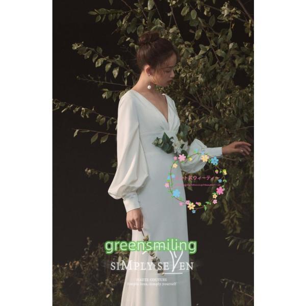 ウェディングドレス ウエディングドレス ロング丈 結婚式 ドレス お呼ばれ 長袖 秋冬 ２０２０新作 シンプル 着痩せ シンプル 韓国風 meetsweety