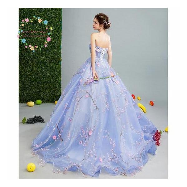ウェディングドレス ベアトップ 演奏会 カラードレス 結婚式 発表会 ロングドレス 披露宴 ウェディングドレス プリンセス 二次会 ステージ衣装 水色 コンサート_6